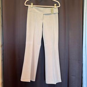 Cache ladies women slacks pants wide leg & gold buckle front closure Tan Size 2